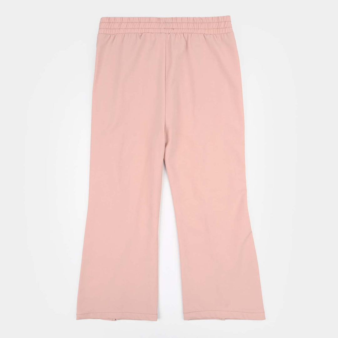Girls Poly Twill Jeggings (Flared) - Pink