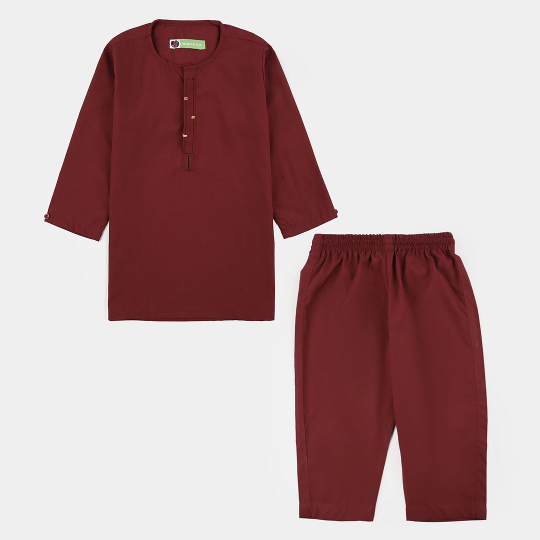 Infant Boys Poly Viscose Kurta Pajama (Cut Placket) -RED