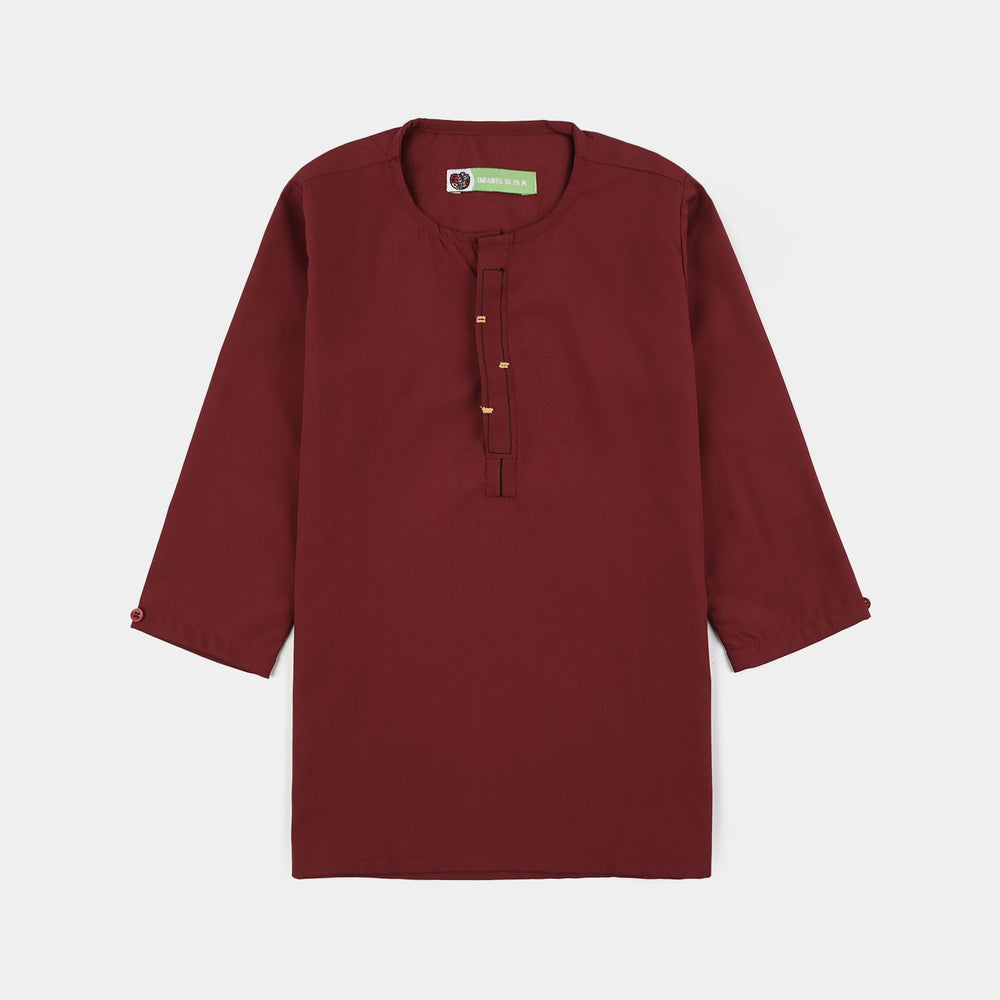 Infant Boys Poly Viscose Kurta Pajama (Cut Placket) -RED