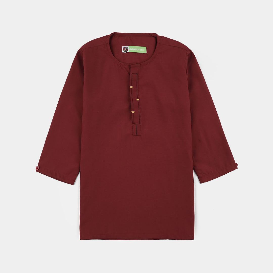 Infant Boys Poly Viscose Kurta Pajama (Cut Placket) -RED
