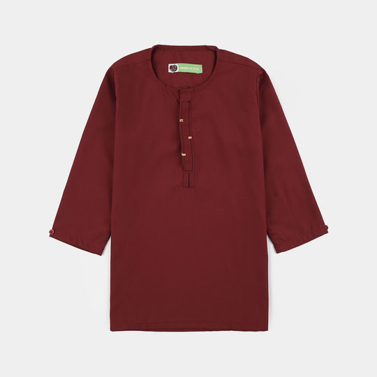 Infant Boys Poly Viscose Kurta Pajama (Cut Placket) -RED