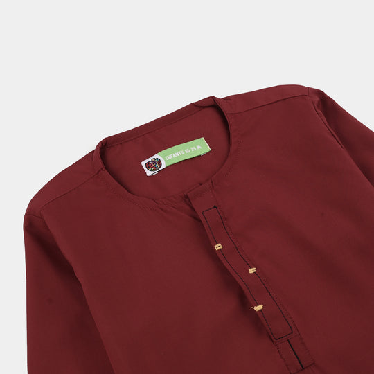 Infant Boys Poly Viscose Kurta Pajama (Cut Placket) -RED