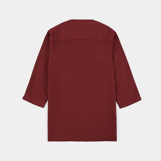 Infant Boys Poly Viscose Kurta Pajama (Cut Placket) -RED