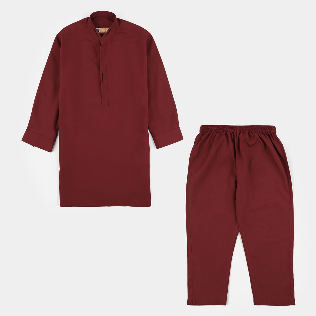Boys Poly Viscose Kurta Pajama (Cut Placket) -RED