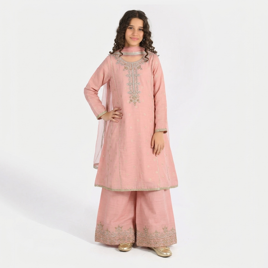 Girls Jacquard 3 Piece Suit (Jewel) - Peach