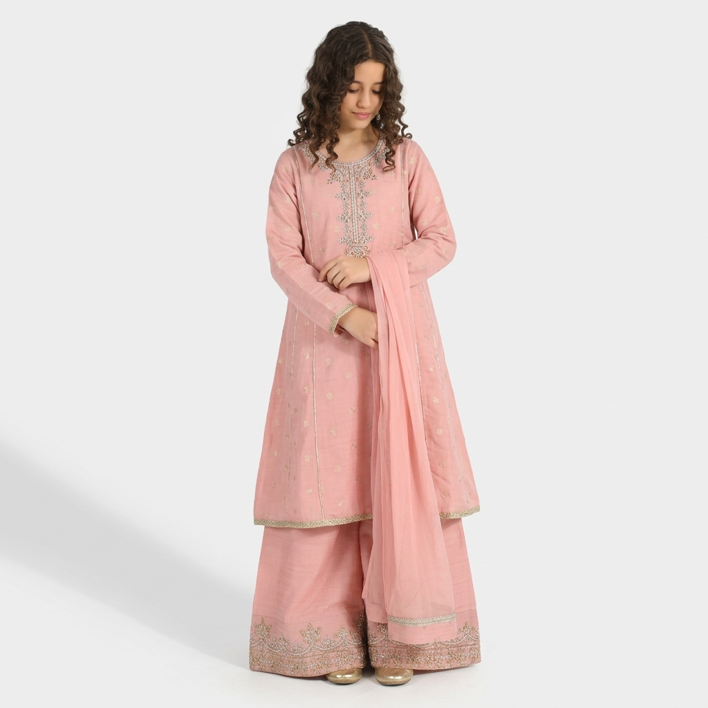 Girls Jacquard 3 Piece Suit (Jewel) - Peach