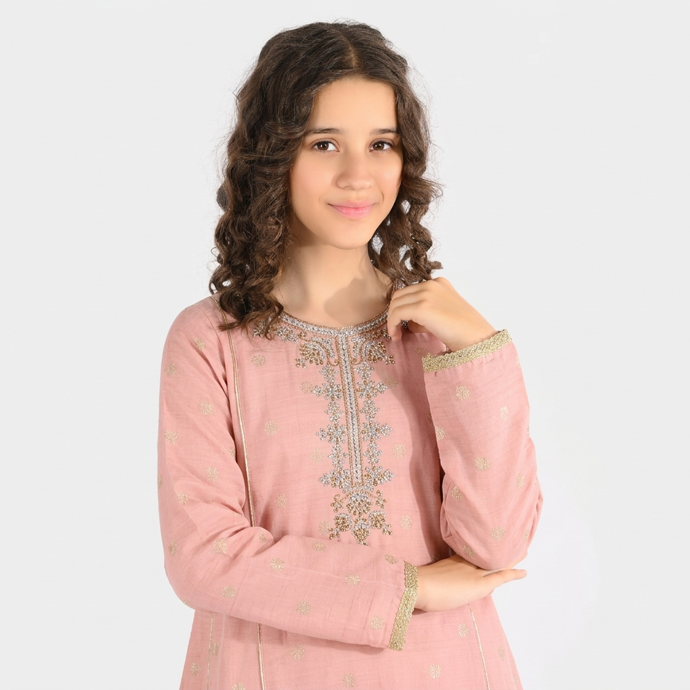 Girls Jacquard 3 Piece Suit (Jewel) - Peach