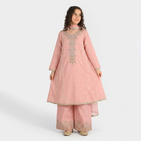 Girls Jacquard 3 Piece Suit (Jewel) - Peach
