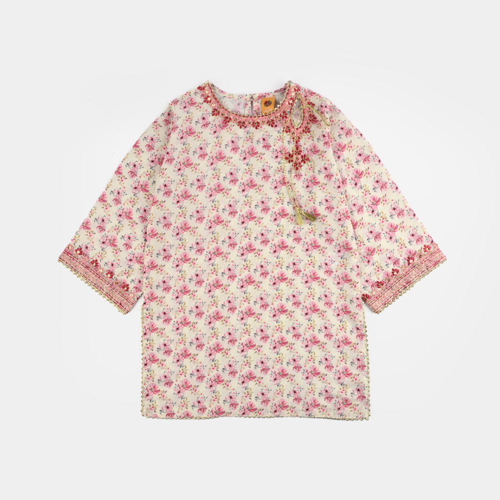 Girls Poly Lawn 2Pcs Phool- Multi