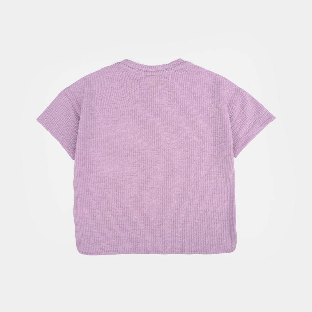 Girls Thermal T-Shirt (Feeling Cute) - Purple