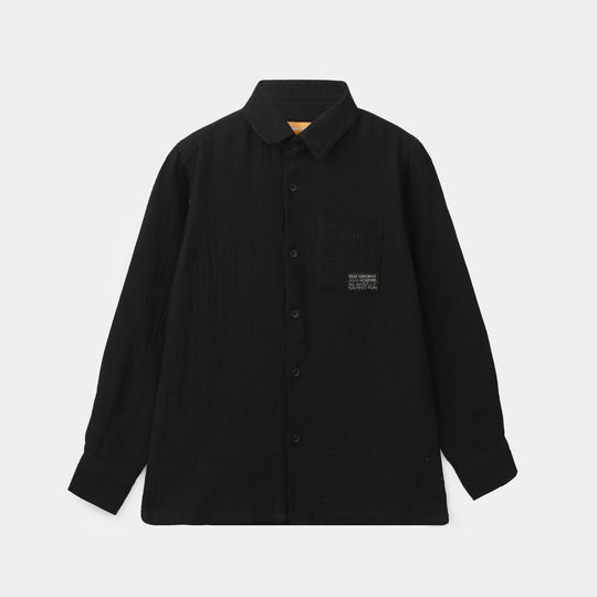 Teens Boys Gauze Shirt (Stay Original) - Black