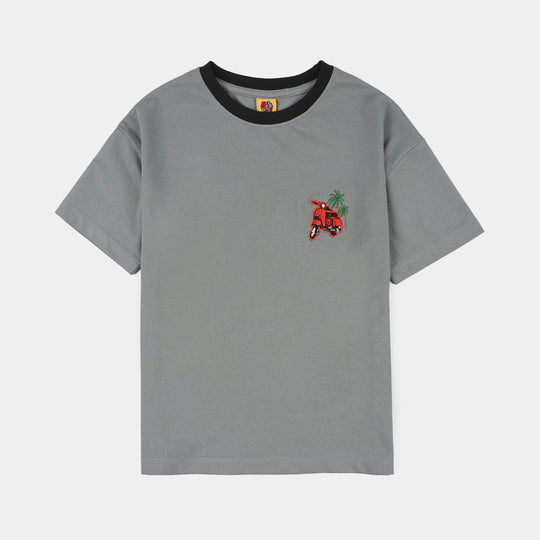 Boys Cotton Interlock T-Shirt (California) - Grey