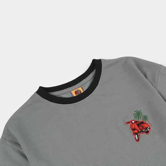 Boys Cotton Interlock T-Shirt (California) - Grey