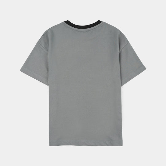 Boys Cotton Interlock T-Shirt (California) - Grey