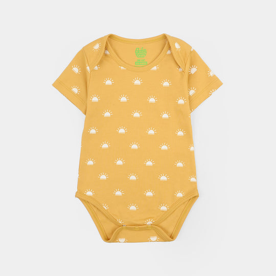 Infant Girls Cotton Interlock Basic Romper (Sun Rise) - Yellow