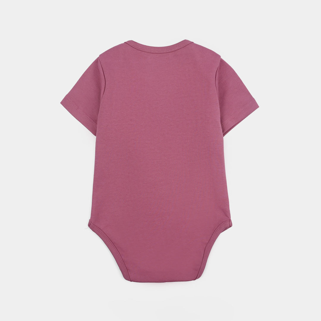 Infant Girls Cotton Interlock Romper (Bow) - Purple