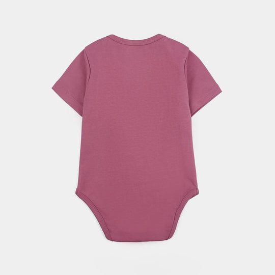 Infant Girls Cotton Interlock Romper (Bow) - Purple