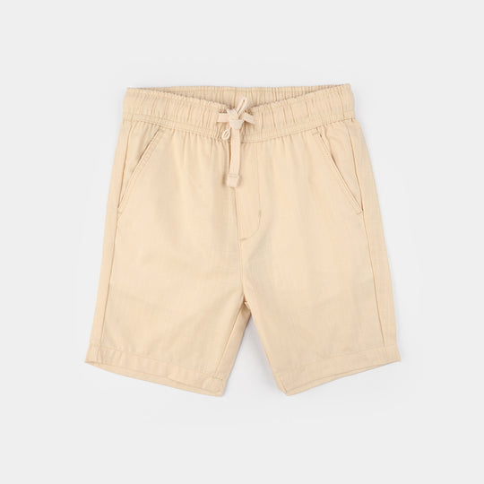 Boys Cotton Slub Shorts (Play Music) - Cream