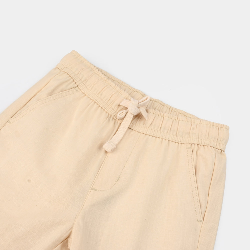 Boys Cotton Slub Shorts (Play Music) - Cream
