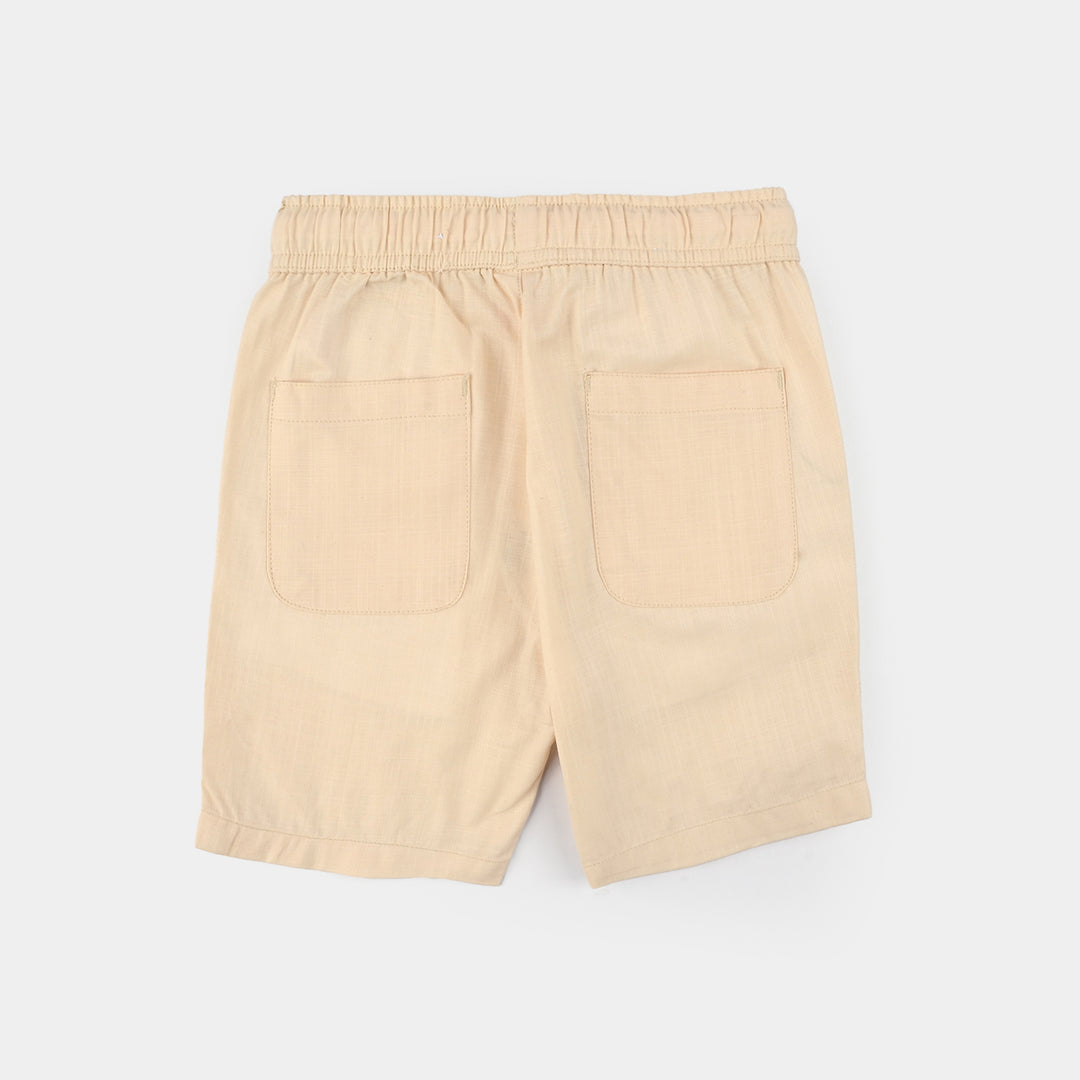 Boys Cotton Slub Shorts (Play Music) - Cream