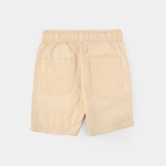 Boys Cotton Slub Shorts (Play Music) - Cream