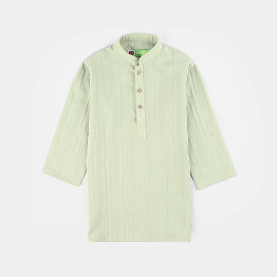 Infant Boys Cotton Jacquard Kurta (Dobby) - Green