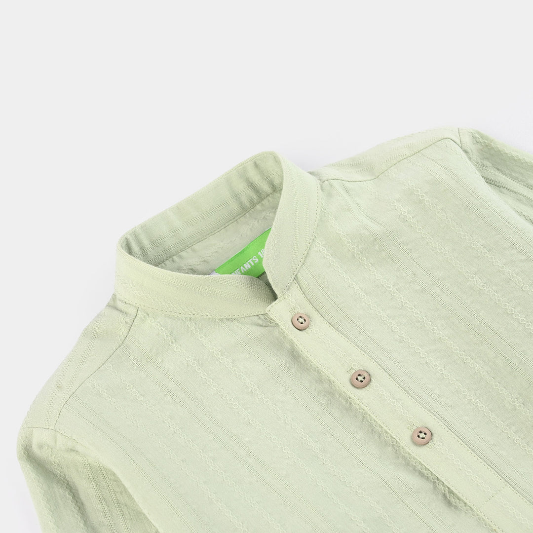 Infant Boys Cotton Jacquard Kurta (Dobby) - Green