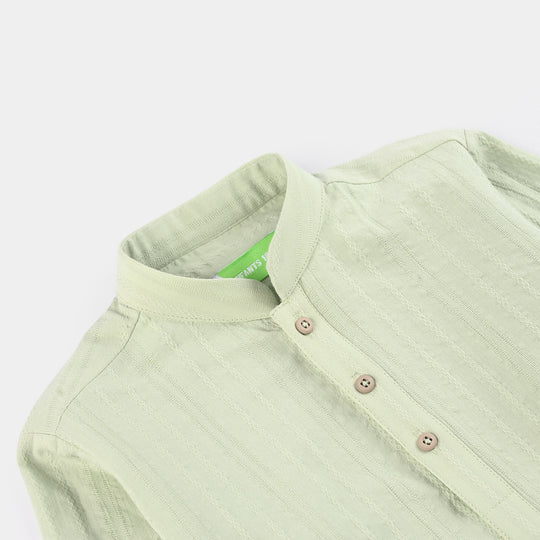 Infant Boys Cotton Jacquard Kurta (Dobby) - Green