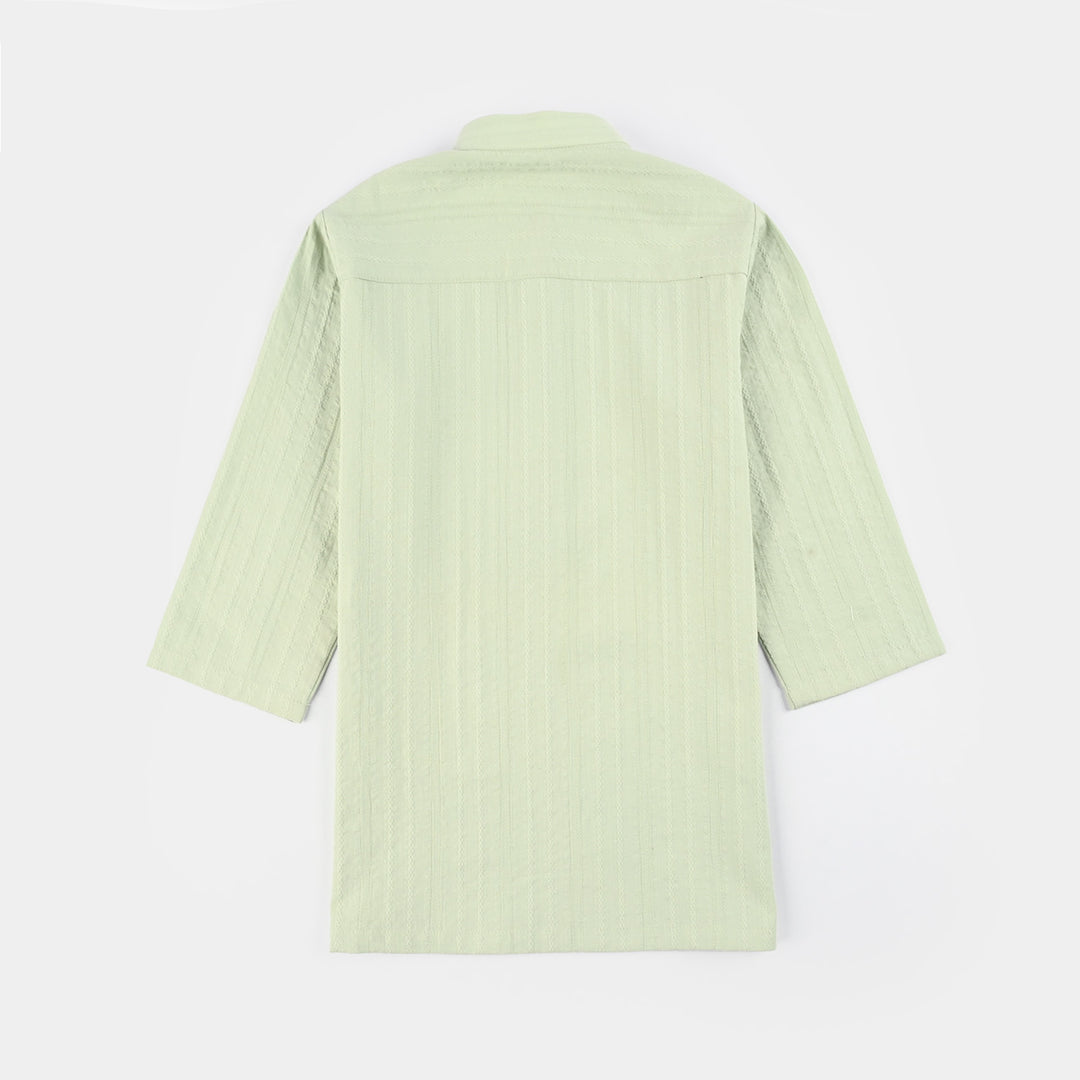 Infant Boys Cotton Jacquard Kurta (Dobby) - Green