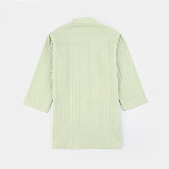 Infant Boys Cotton Jacquard Kurta (Dobby) - Green