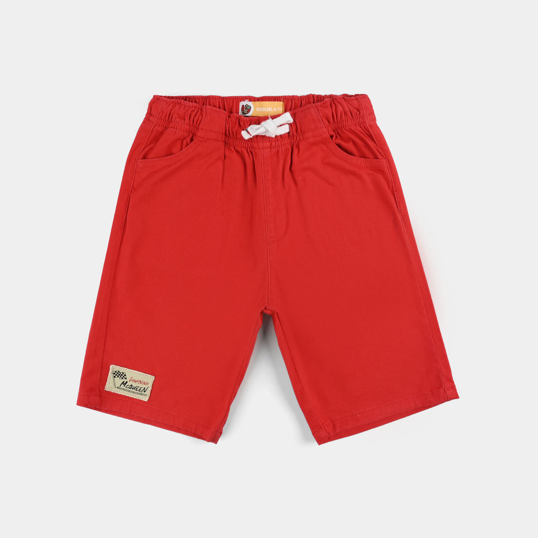 Boys Cotton Twill Shorts (Plain) - Red
