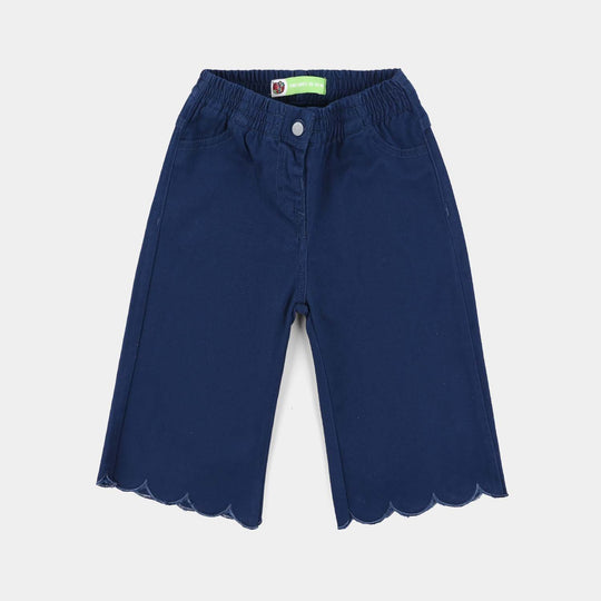Infant Girls Cotton Pants (Scallop Hem) - Blue