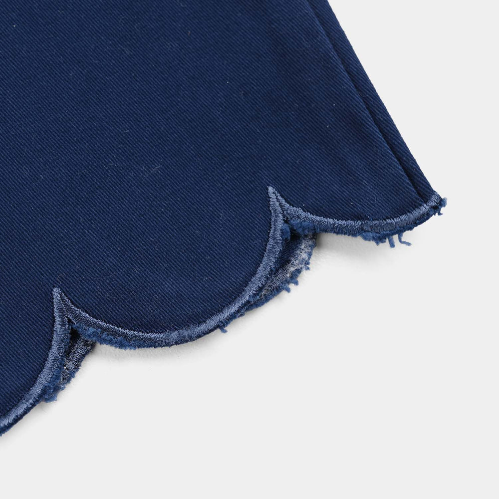 Infant Girls Cotton Pants (Scallop Hem) - Blue