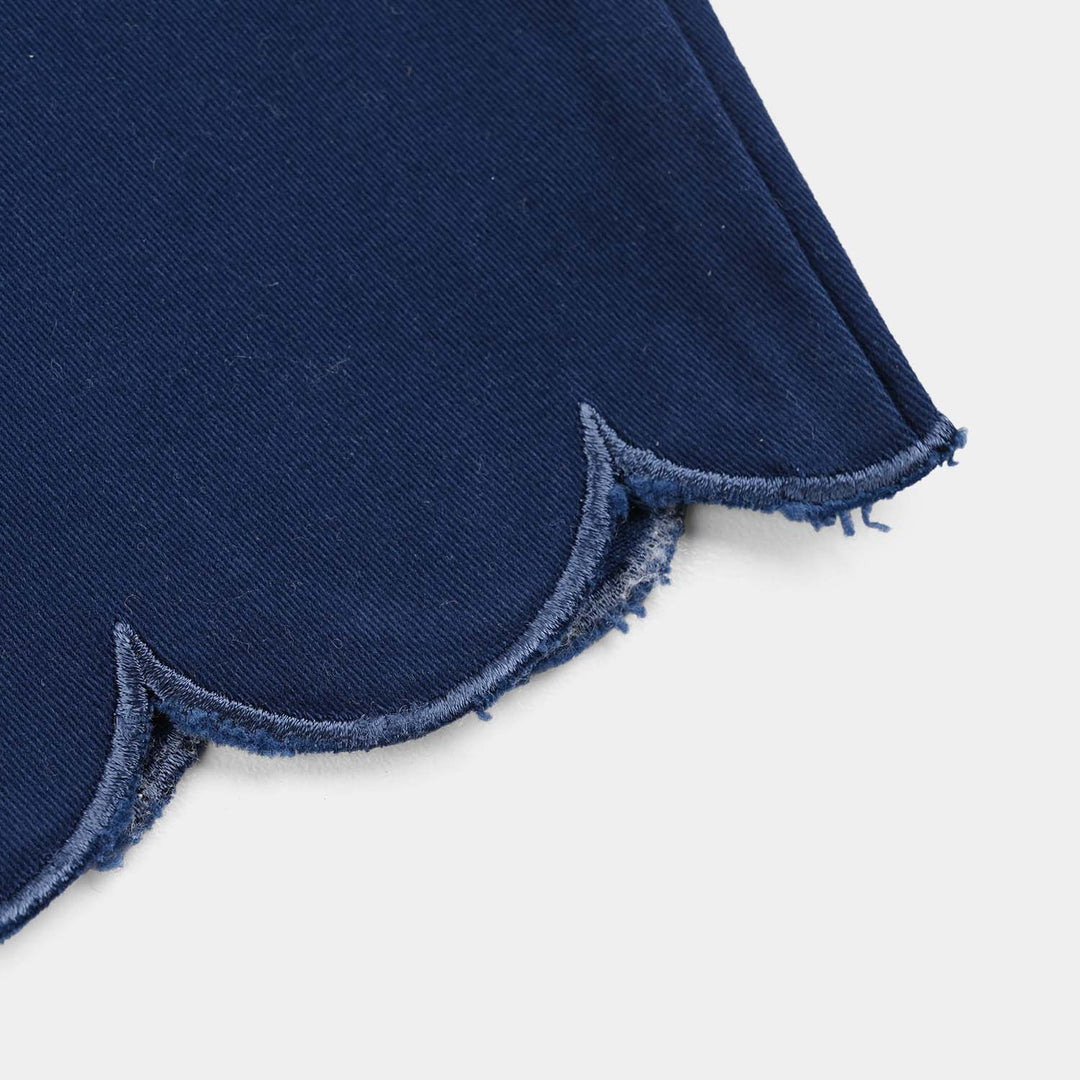 Infant Girls Cotton Pants (Scallop Hem) - Blue