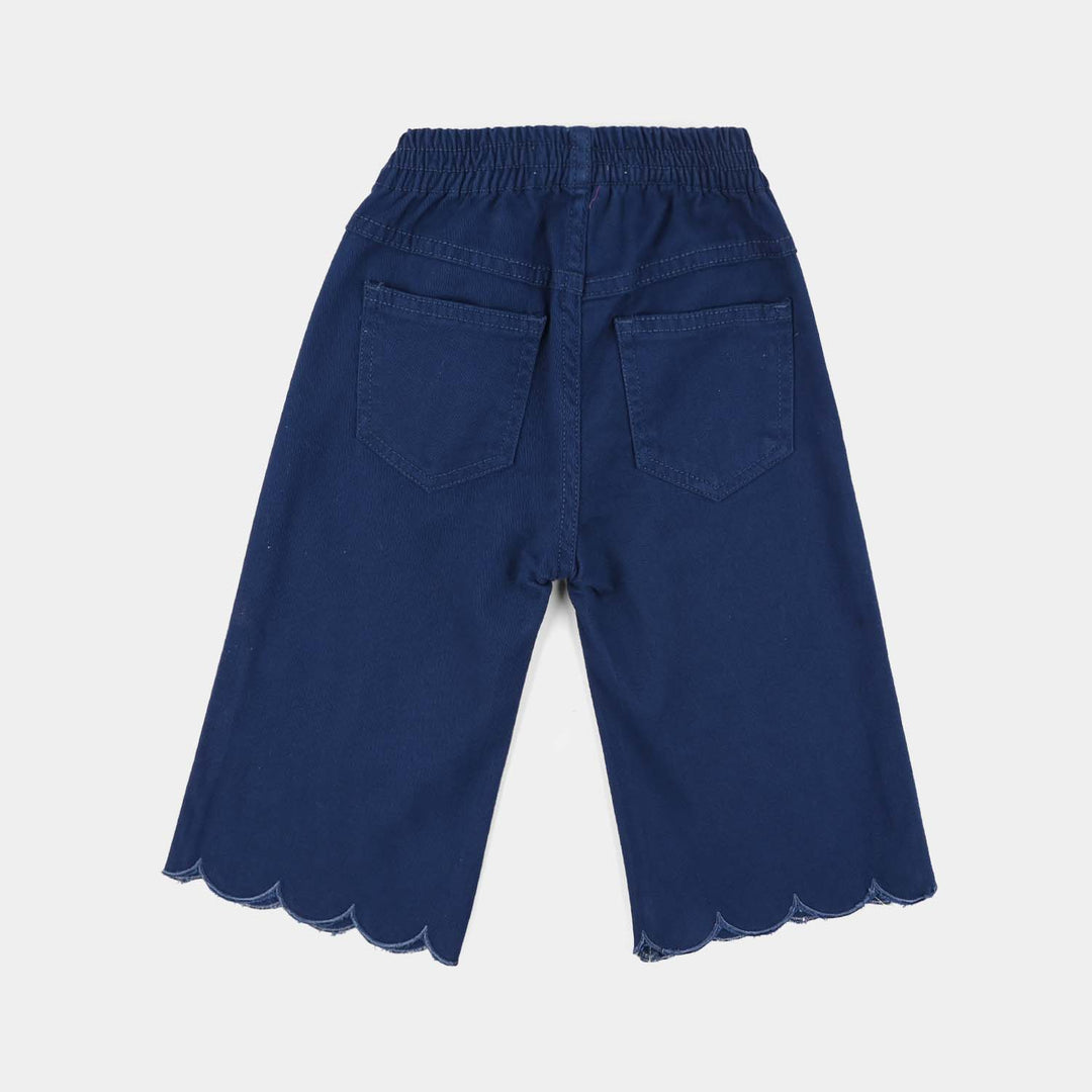 Infant Girls Cotton Pants (Scallop Hem) - Blue