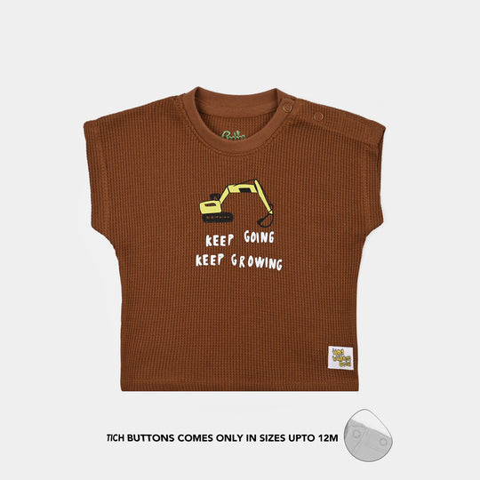 Infant Boys Thermal Sando Keep Going-Brown