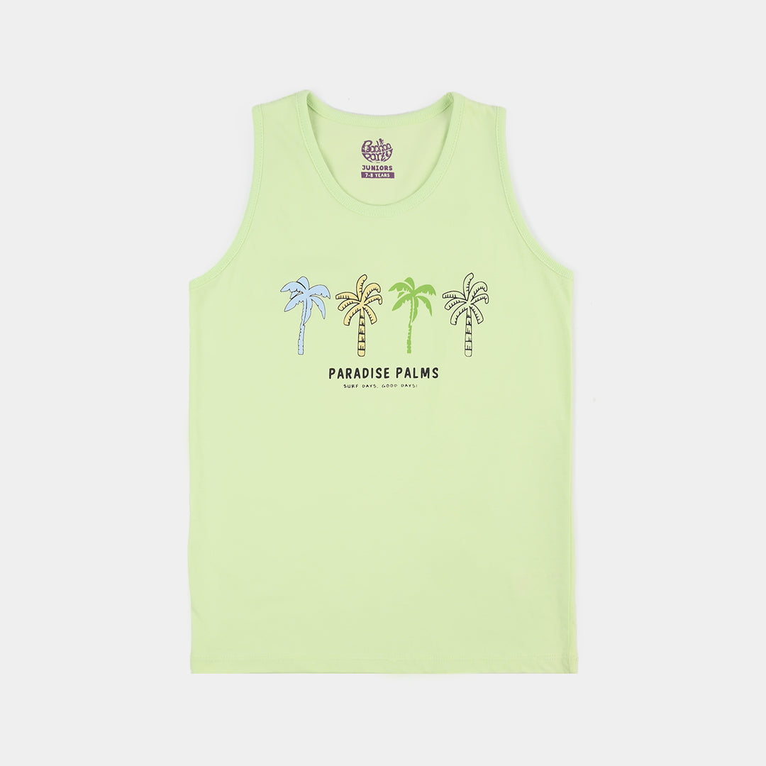 Boys Paradise Palm Print Cotton Jersey Sando – Lime