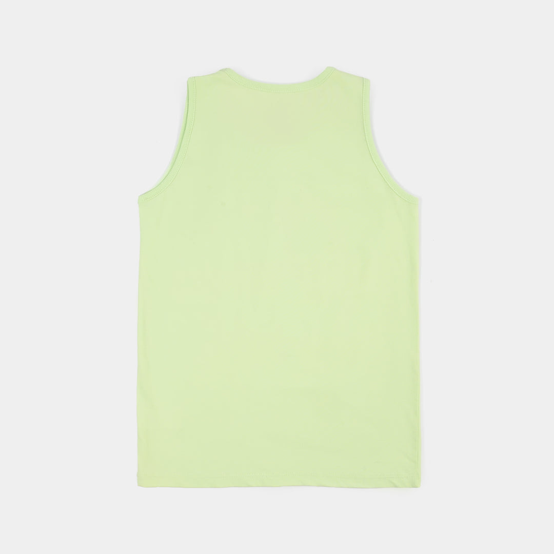 Boys Paradise Palm Print Cotton Jersey Sando – Lime