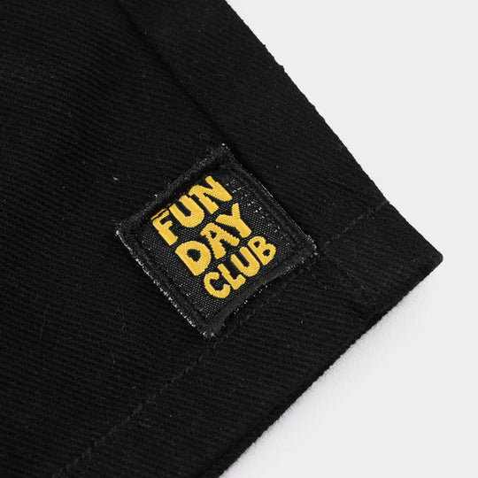 Infant Boys rigid Denim Shorts Funday Club-BLACK
