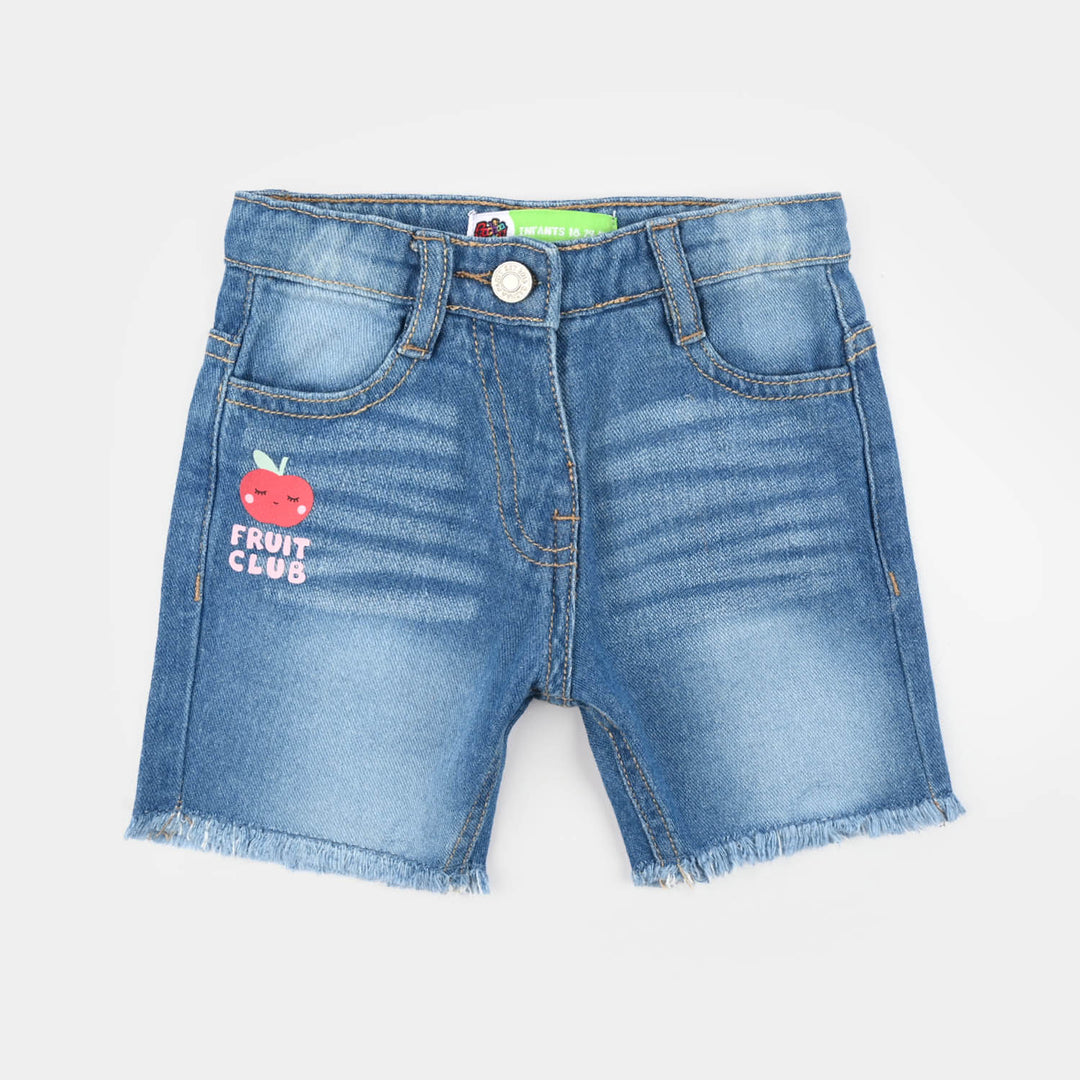 Infant Girls Denim Rigid Shorts (Fruit Club) - Ice Blue