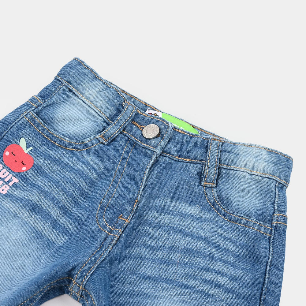Infant Girls Denim Rigid Shorts (Fruit Club) - Ice Blue
