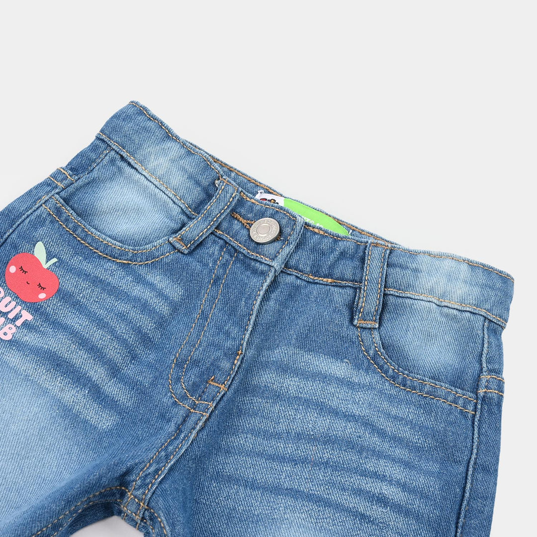 Infant Girls Denim Rigid Shorts (Fruit Club) - Ice Blue