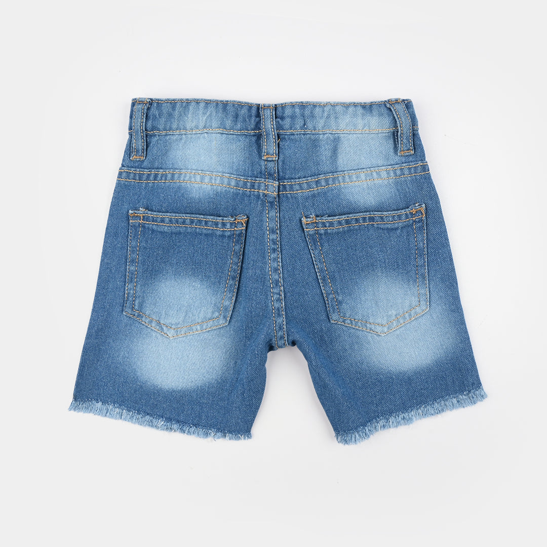 Infant Girls Denim Rigid Shorts (Fruit Club) - Ice Blue