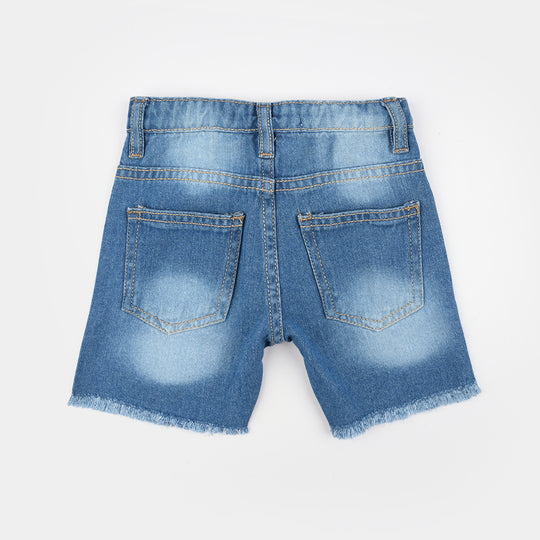 Infant Girls Denim Rigid Shorts (Fruit Club) - Ice Blue