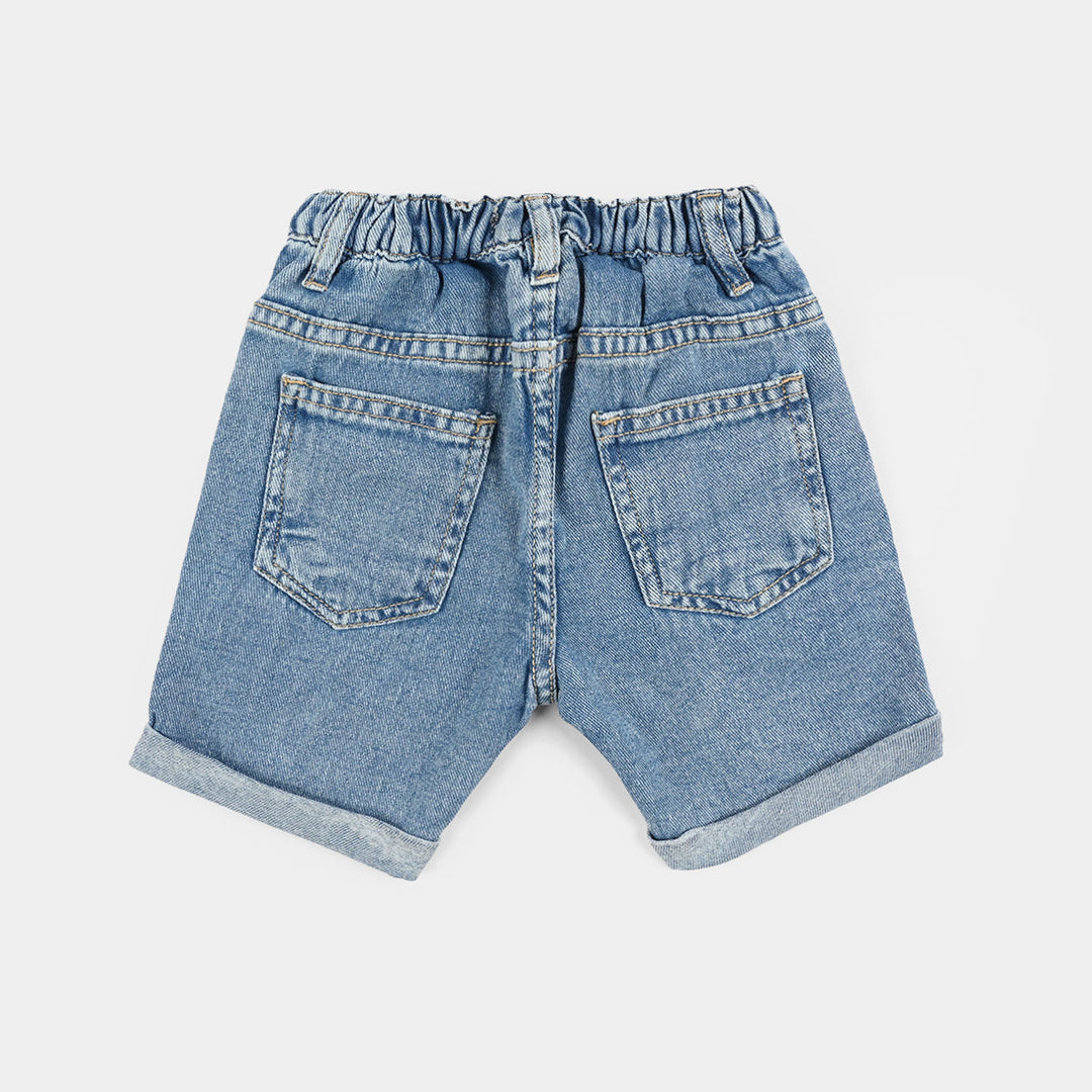 Infant Girls Denim Rigid Shorts (Love) - Dark Blue