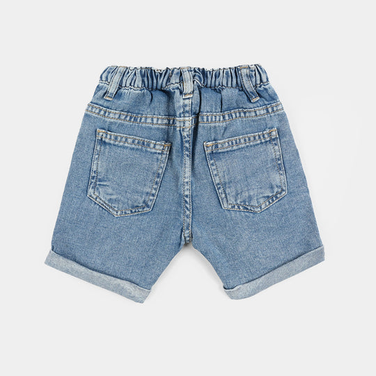 Infant Girls Denim Rigid Shorts (Love) - Dark Blue