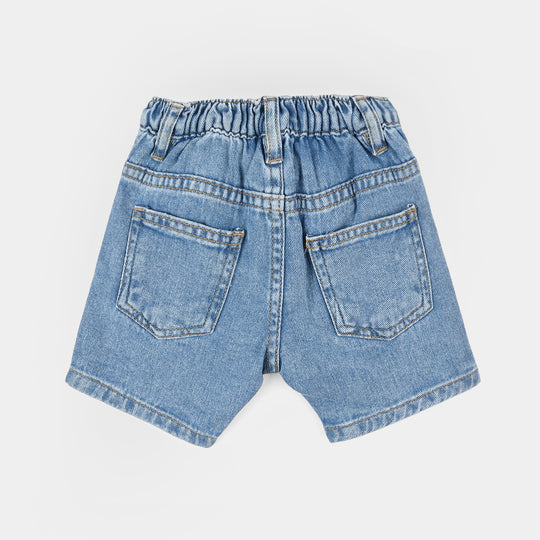 Infant Girls Denim rigid Shorts Heart-Mid Blue