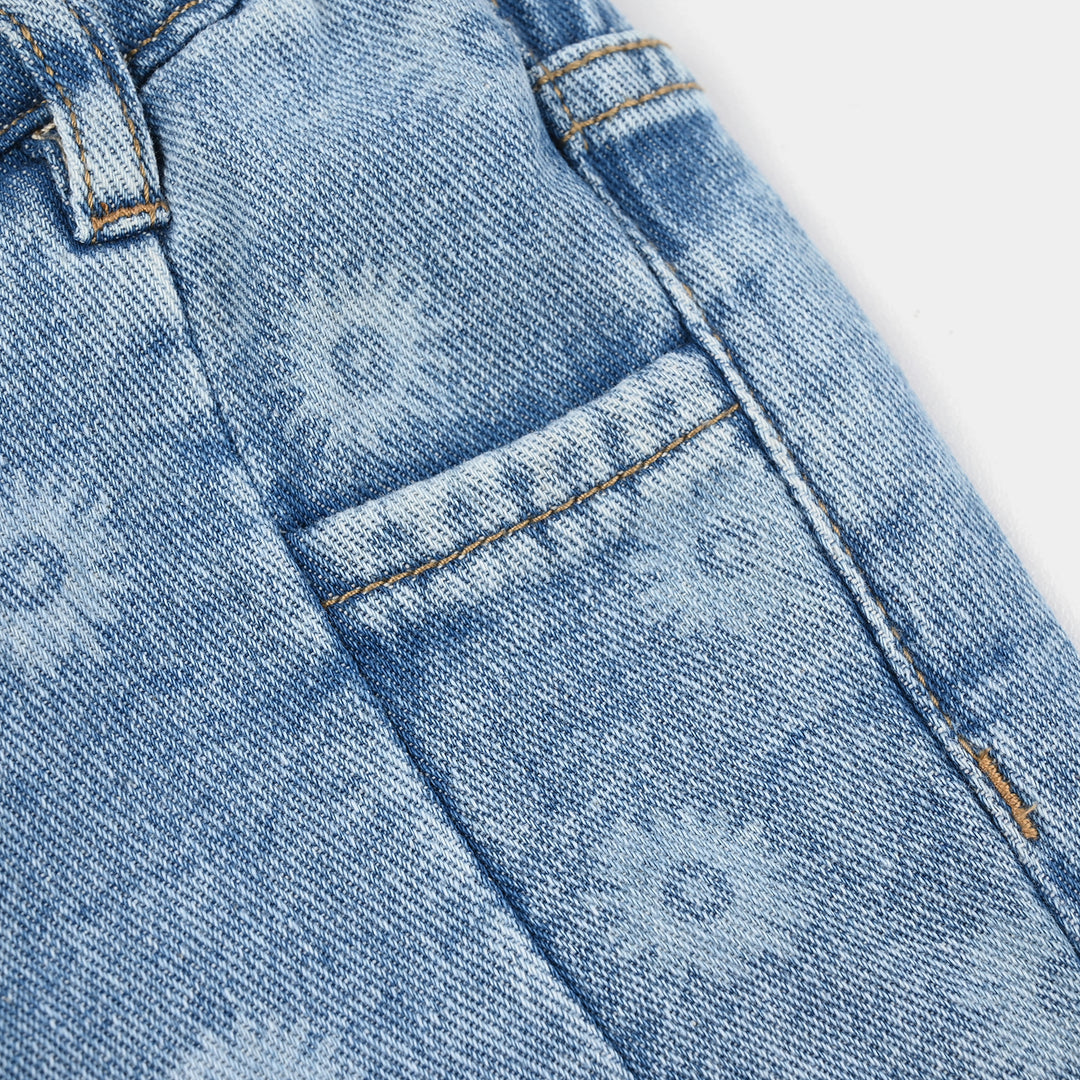 Infant Girls Denim rigid  Shorts Flower-Mid Blue
