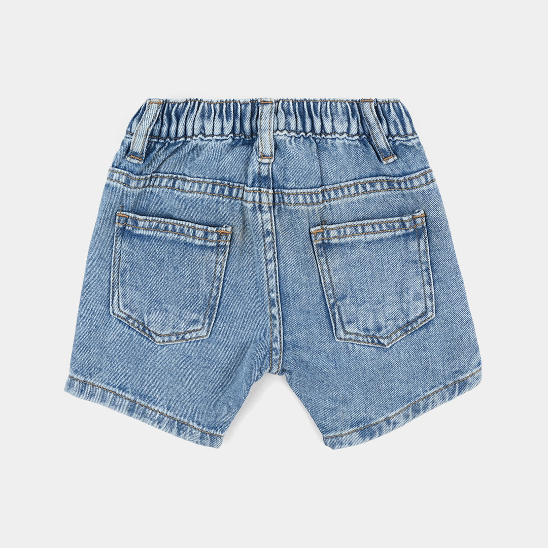 Infant Girls Denim rigid  Shorts Flower-Mid Blue