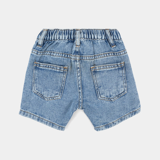 Infant Girls Denim rigid  Shorts Flower-Mid Blue